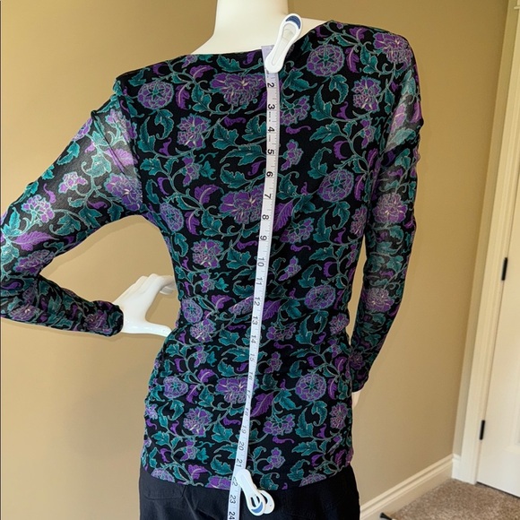 George Blouse Purple Black Real Elegant Top Women’s Size M - Picture 3 of 12